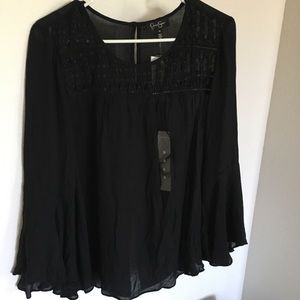 Jessica Simpson Bell Sleeve Open Back Blouse